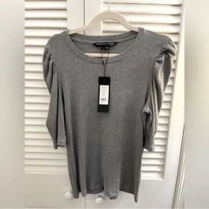 Veronica Beard Grey Ribbed Top